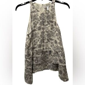 Derek Lam 10 Crosby Sill Tank With Floral Pattern and Cinched Waist